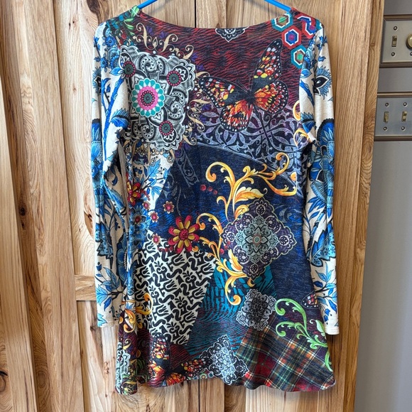 Anna Multicolor Long-Sleeve Patchwork Tunic - Picture 5 of 6